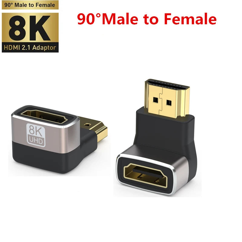 Adaptateur HDMI 2.1, 8K, Angle droit de 90 à 270 degrés, convertisseur mâle à femelle, connecteur d'extension de câble HDMI pour TV, ordinateur portable, moniteur