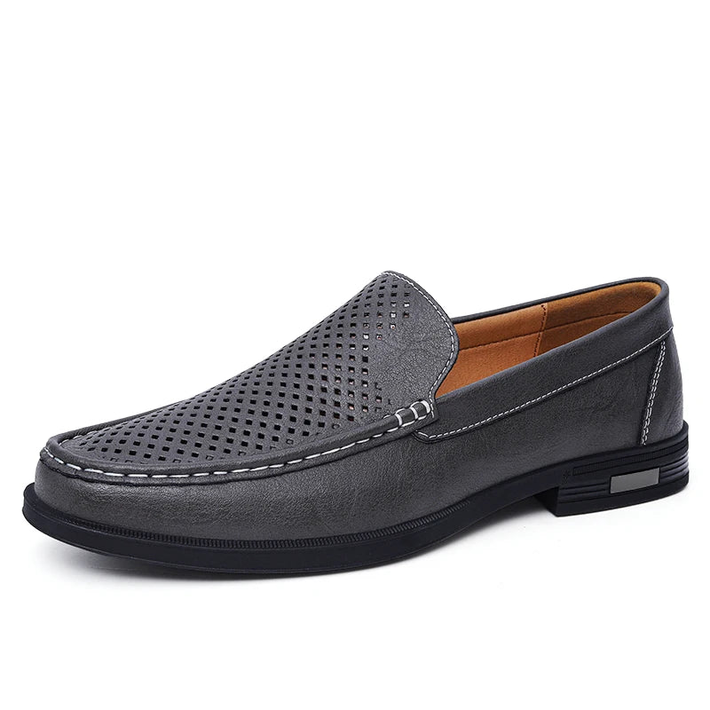Chaussures en cuir véritable pour hommes, chaussures formelles à enfiler pour le bureau, pour fête de mariage, chaussures habillées pour la conduite, mocassins paresseux