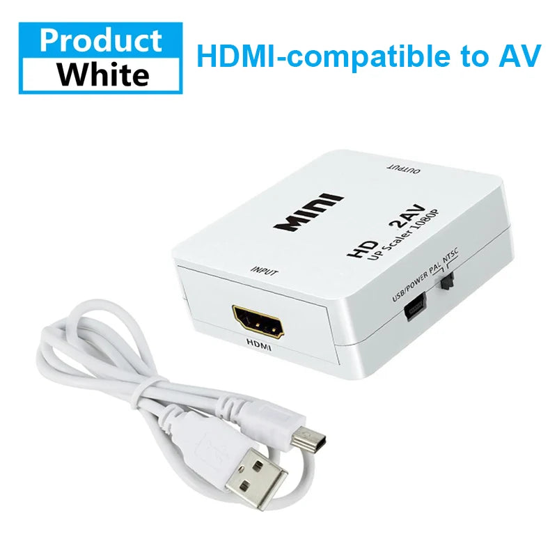 Adaptateur HDMI vers AV RCA, boîtier convertisseur 1080P RCA AV CVSB LR, convertisseur de détartreur AV Composite vidéo pour PC projecteur HDTV