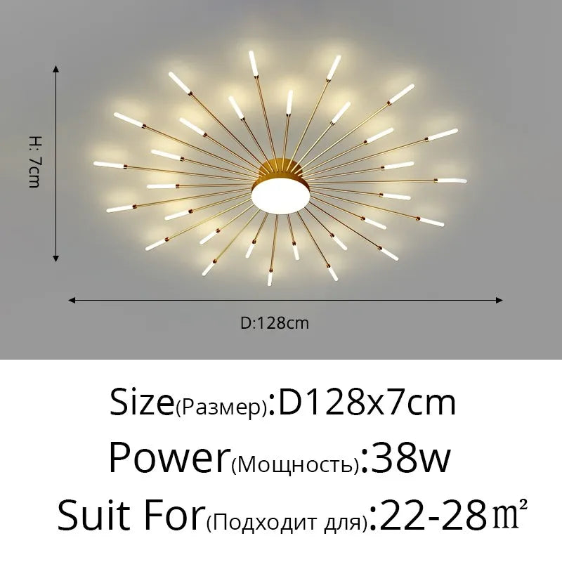 Modern LED Chandelier For Living Room Bedroom Home Roof Indoor Gold Metal Ceiling Lamp With Remote Control Lighting Lustre Decor