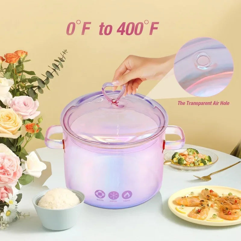 Marmite à soupe en verre esthétique, ustensiles de cuisine, degré binaural, casserole à pâtes, cuisson au Leurs oût, marmite, accessoires de cuisine, outil