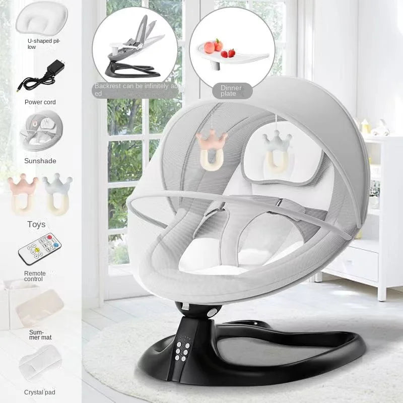 Chaise à bascule électrique Coax Baby God, chaise apaisante pour nouveau-né, berceau de sommeil pour bébé inclinable, lit pouvant s'asseoir et voiler