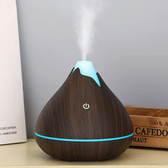 Diffuseur d'huiles essentielles d'aromathérapie 350ML, humidificateur d'air ultrasonique avec télécommande, Grain de bois, frais avec lumière LED 7 couleurs
