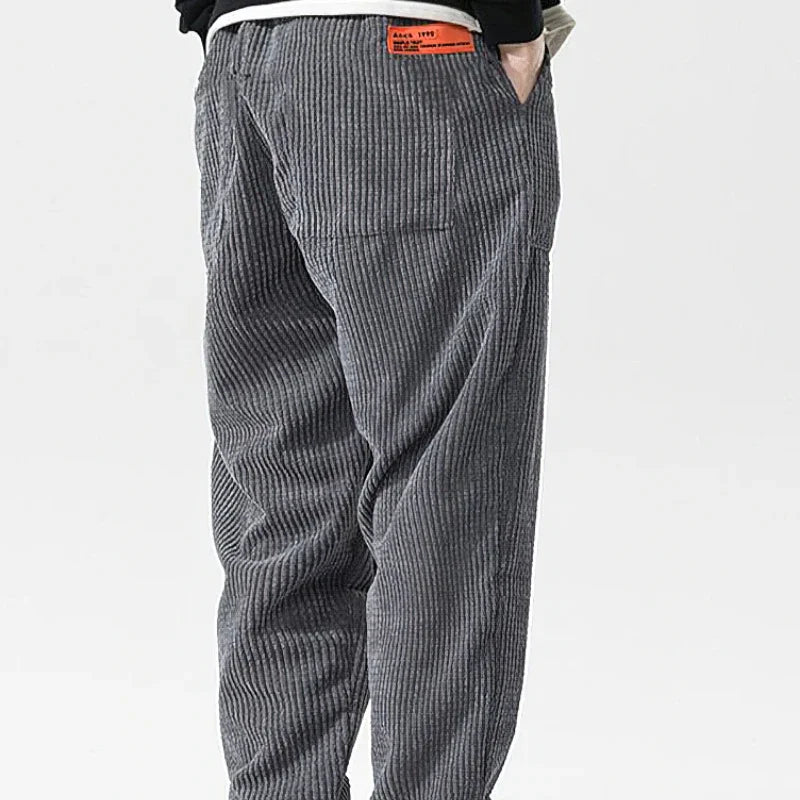 Baggy Corduroy Sweatpants Men Solid Color Casual Autumn Winter Tech Fleece Sport Loose Joggers Harem Pants Male Long Trousers