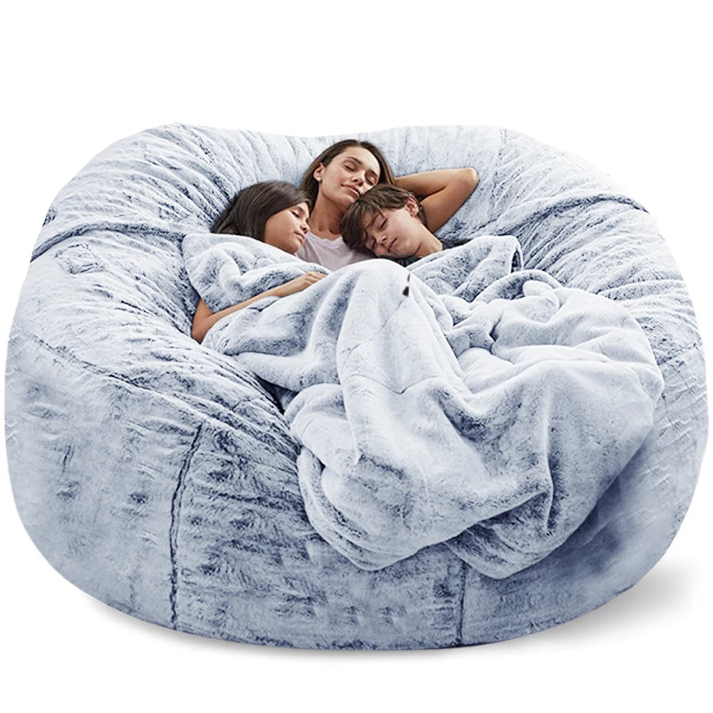150CM extra large Bean Bag Chair with Furry Fur Cover Machine Washable Big Size Sofa and Giant Lounger Furniture