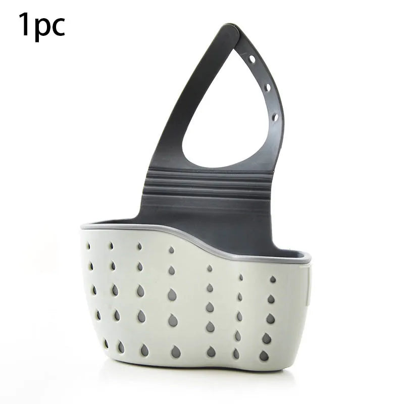Panier suspendu de vidange d'évier, accessoires de cuisine réglables, sac d'évier en caoutchouc, étagère en éponge à savon, support de robinet pour salle de bains 1 pièce
