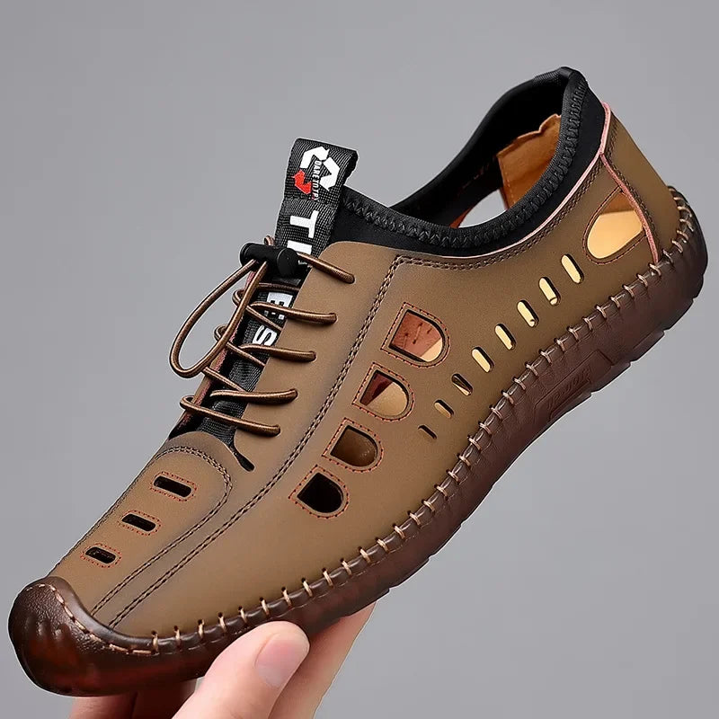 2024 New Summer Men's Casual Sandals Fashion Hollow Out Breathable Shoes Flat Business Soft Bottom Sneakers Sandalias Hombre