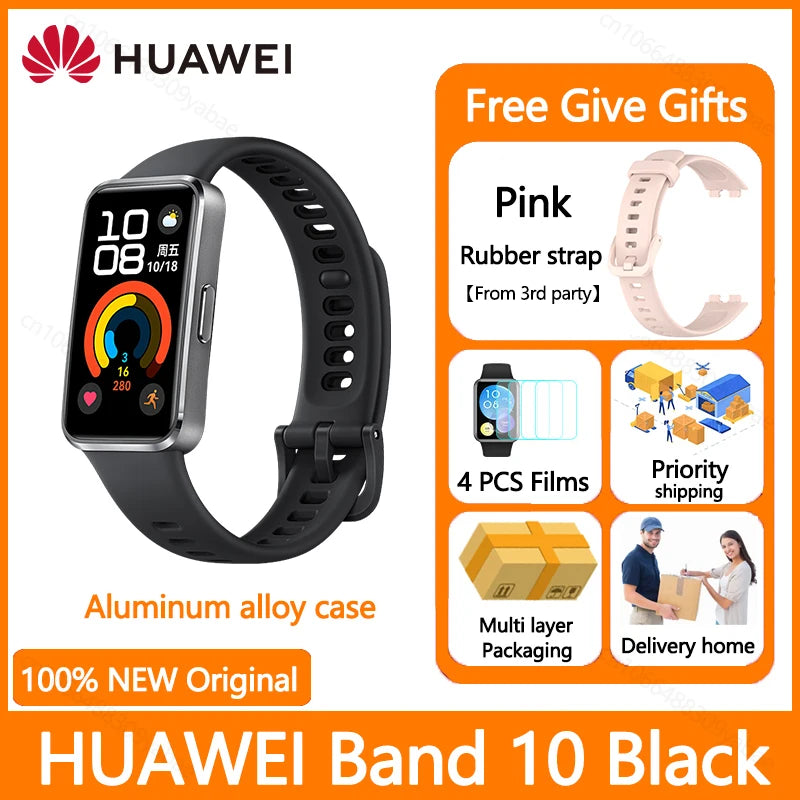Montre connectée Huawei Band 10, originale, Compatible avec IOS et Android, suivi du sommeil, moniteur de santé, autonomie de 14 jours, nouvelle collection 2025