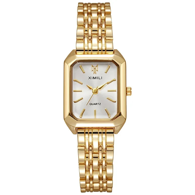 Montre-bracelet à quartz en acier inoxydable pour femme, montres carrées simples, cadeau de luxe, mode étudiante, marque chaude, 2025