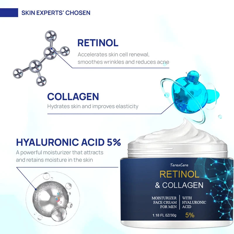 Wrinkle Cream For Men Remove Face Neck Wrinkle Firming Moisturizing Skin Retinol Collagen Face Cream Anti-aging Facial Treatment