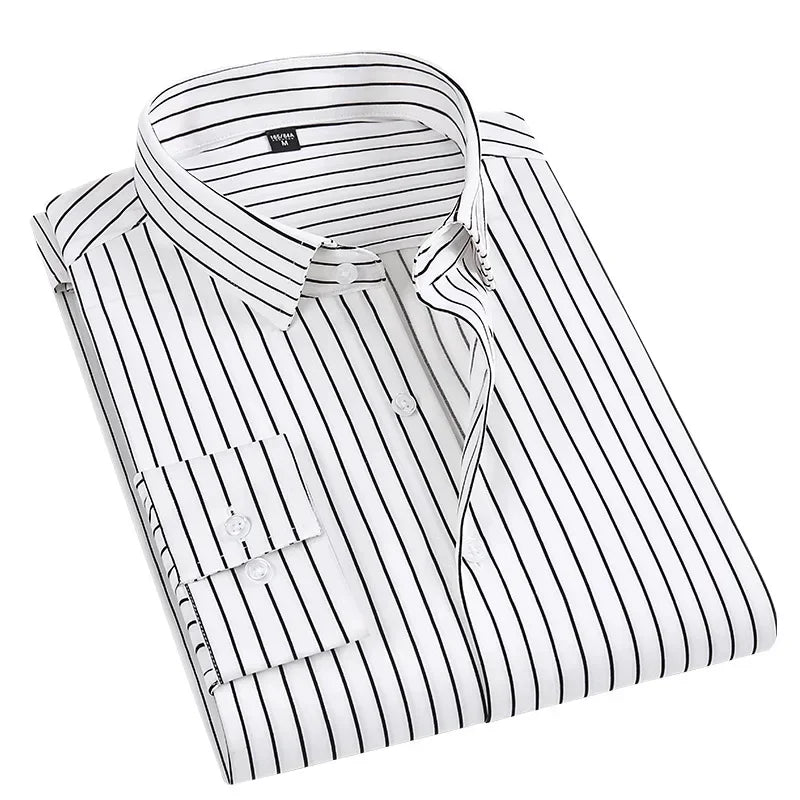 Nouveau bonne qualité hommes robe chemise à manches longues rayé bureau d'affaires chemise décontractée coupe ajustée Streetwear Homme grande taille M-5XL