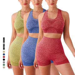 Ensemble de Yoga Shorts de gymnastique femmes Sport soutiens-gorge brassière hauts d'entraînement pour femmes vêtements de Yoga Fitness Leggings ensemble de gymnastique ensembles de Yoga sans couture