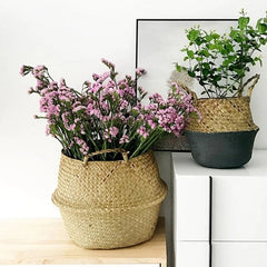 Panier en osier d'algues, pot de fleurs suspendu en rotin, pot de fleurs pour vêtements sales, panier de rangement pour vêtements sales WF1015