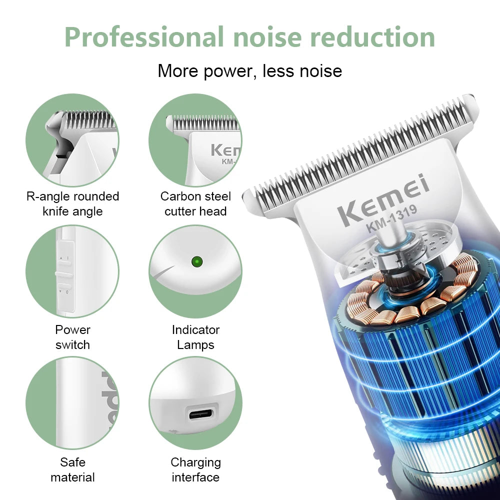 Kemei-Tondeuse à cheveux électrique portable pour bébé, mini machine à couper les cheveux pour enfants, rasoir silencieux aste, tondeuse à faible bruit, 1319