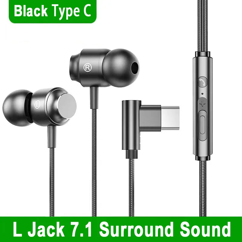 Jack Casque de jeu filaire HiFi Surround Sound avec micro Type C 3,5 mm Casque de musique pour Galaxy S24 23 iPhone 15