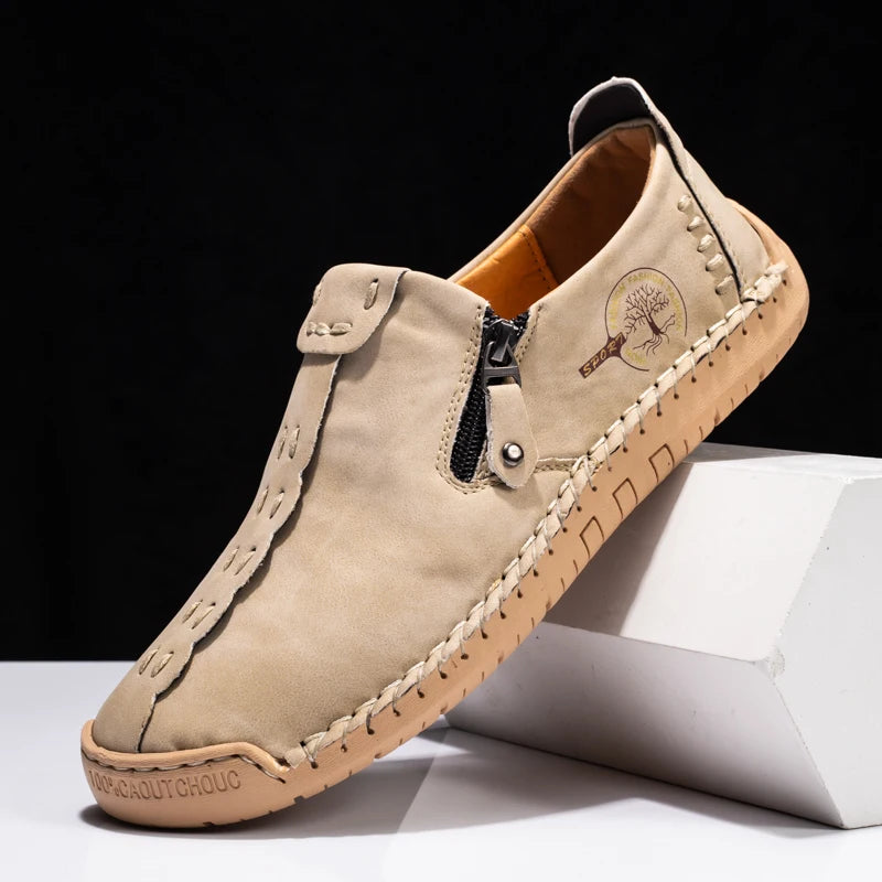 Mocassins en cuir pour hommes, chaussures à enfiler décontractées, respirantes, plates, grande taille, offre spéciale