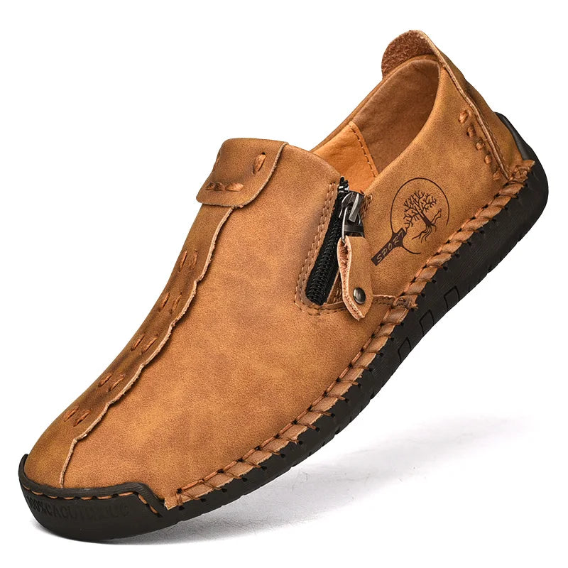 Chaussures décontractées en cuir véritable pour hommes, baskets à enfiler pour hommes, mocassins de luxe, chaussures plates faites à la main, grande taille, haute qualité
