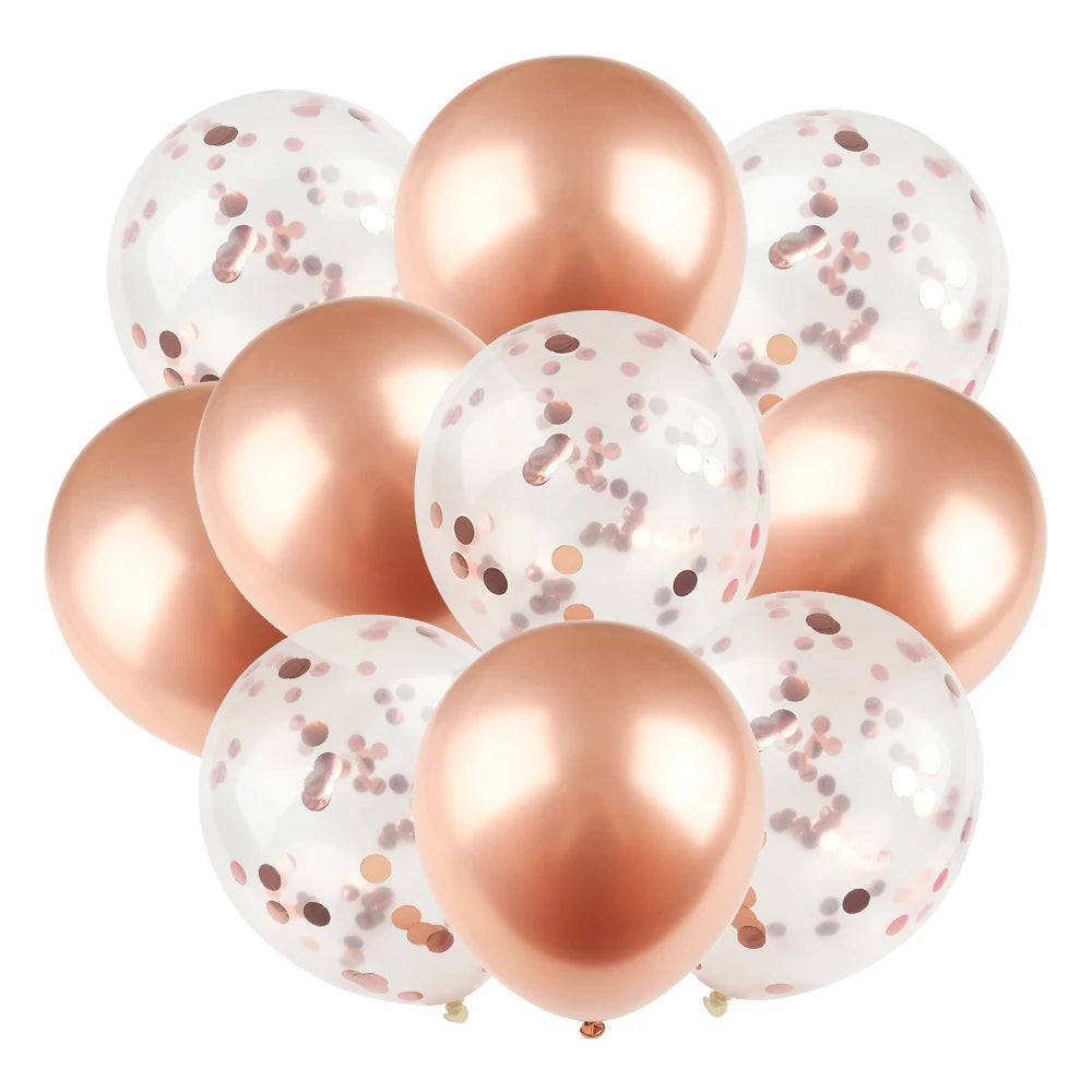 Ballons métalliques en forme d'étoile et de cœur, 14 pièces, ensemble de confettis or rouge bleu rose pour joyeux anniversaire, réception-cadeau pour bébé, mariage