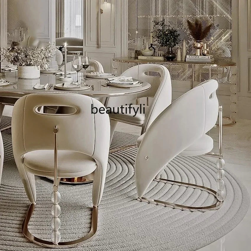 Esmt163 chaise de salle à manger design de luxe léger italien chaise de villa de luxe haut de gamme grandes chaises de table à manger plates