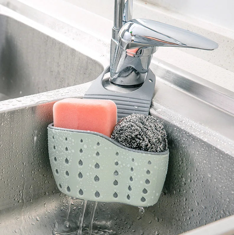 Évier créatif bleu ciel, support de rangement et de Drainage, sac suspendu, robinet de cuisine, panier de rangement et suspendu réglable, 1 pièce