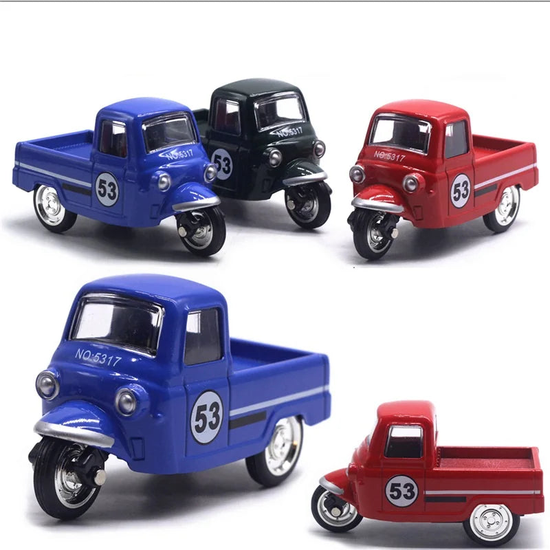 Mignon moulé sous pression en alliage métal voiture Bus moteur Tricycle moto Taxi modèle jouet enfants cadeau d'anniversaire