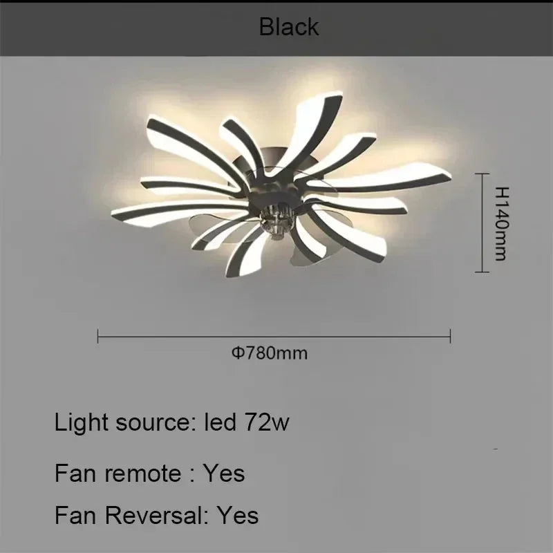 Modern LED Ceiling Fan Light with Remote Pendant Lamp for Living Room Dining Room Bedroom Home Decor Hanging Lighting Fixture