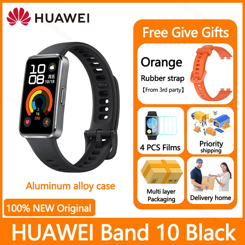 Montre connectée Huawei Band 10, originale, Compatible avec IOS et Android, suivi du sommeil, moniteur de santé, autonomie de 14 jours, nouvelle collection 2025