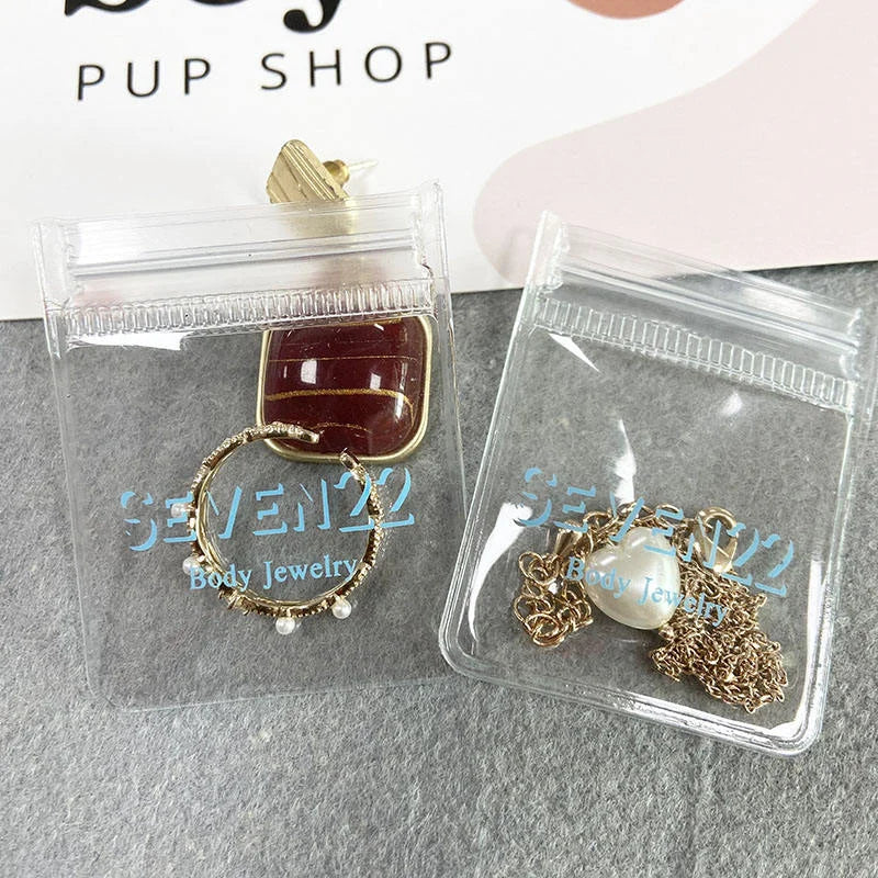 Petits sacs d'emballage de bijoux personnalisés, sac en plastique à fermeture éclair, mini sacs en poudre à fermeture éclair, boucle d'oreille en PVC, 256 mignons
