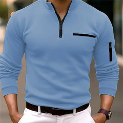 Sweat à capuche pour hommes, POLO, couleur unie, manches longues, bras, poitrine, fermeture éclair, Design léger, mûr, sport décontracté, ample, mode automne