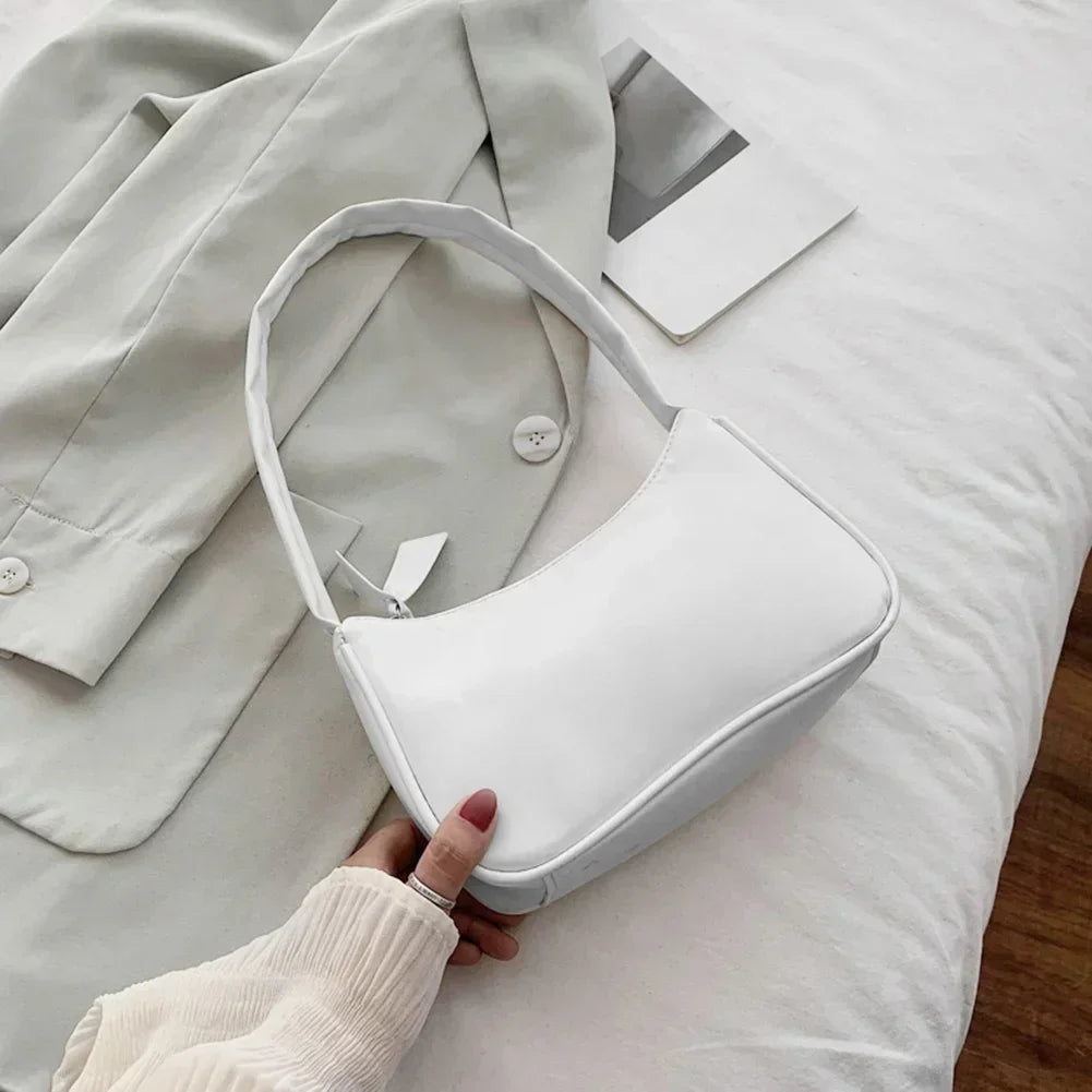 Nouveau rétro souple en cuir PU femmes épaule sous les bras sacs décontracté couleur unie petit haut-poignée sacs à main dames mode sacs à bandoulière
