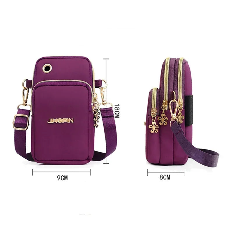 Sac à bandoulière pour téléphone portable pour femme, mini sacs, sac à monnaie de la colonne vertébrale, couverture de course au cou, portefeuille à 3 couches, mode pour maman