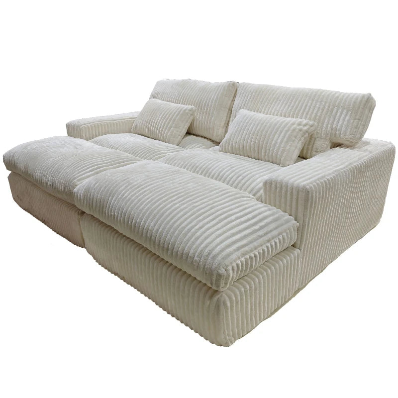 Canapé-lit Double en velours côtelé de luxe, Style italien rétro, pour salon, Compression sous vide, lavable, personnalisable