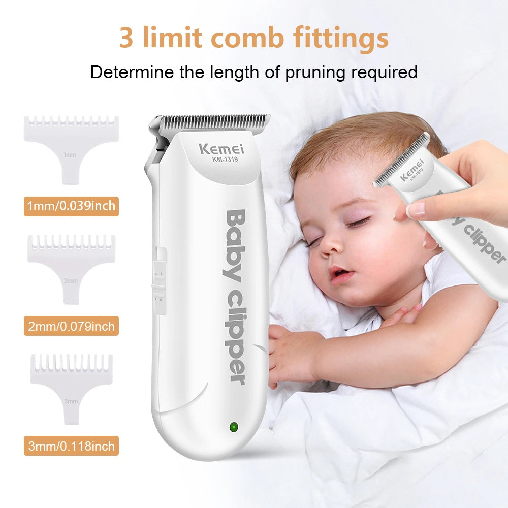 Kemei-Tondeuse à cheveux électrique portable pour bébé, mini machine à couper les cheveux pour enfants, rasoir silencieux aste, tondeuse à faible bruit, 1319