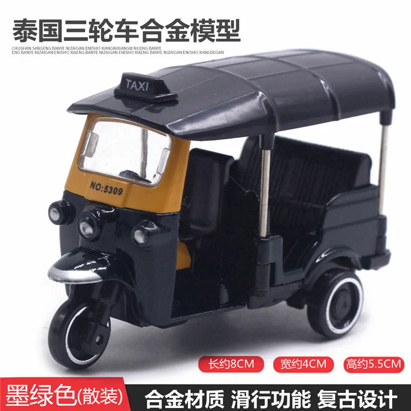 Mignon moulé sous pression en alliage métal voiture Bus moteur Tricycle moto Taxi modèle jouet enfants cadeau d'anniversaire