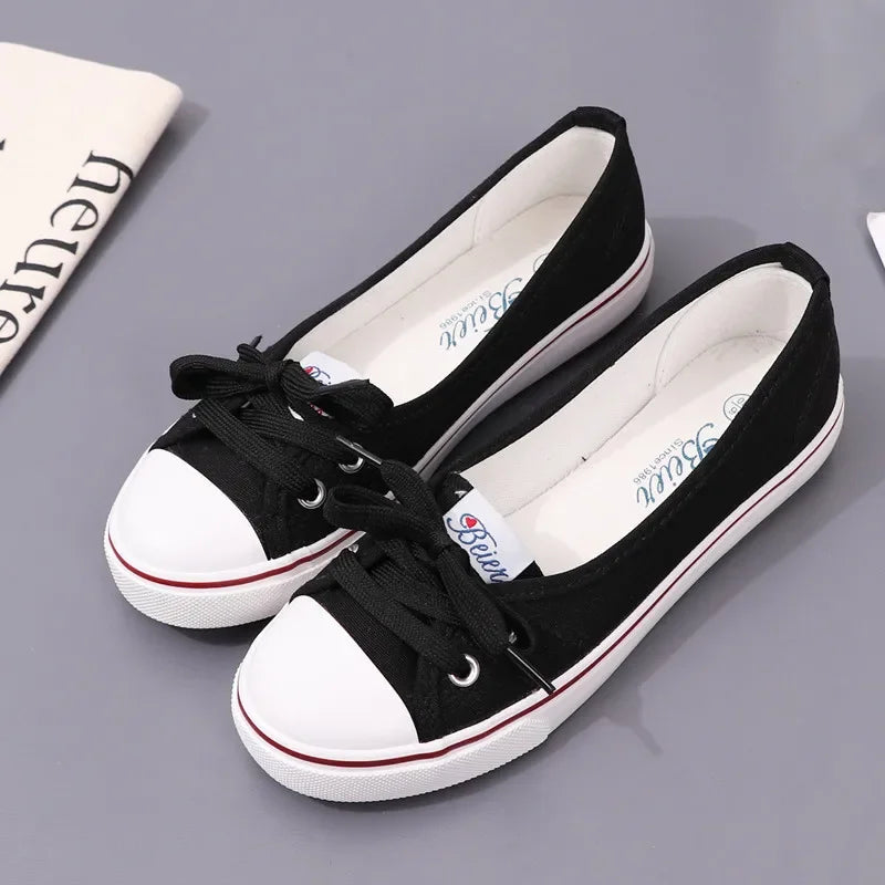Toile Petit Blanc Peu Profond Coupe Été Plat Sport Casual Dames Soft Sneakers Plateforme Zapatillas De Mujer Tenis Femmes Luxe