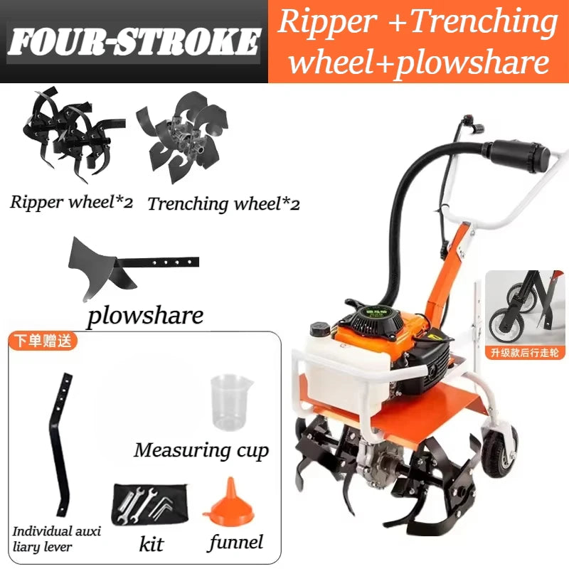 Petite Machine de labour rotative pour ameublissement du sol à quatre temps, fosses agricoles, économie de carburant et haute efficacité