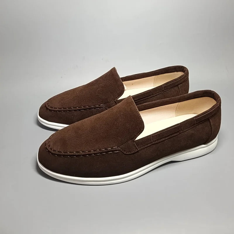 Mocassins classiques en cuir suédé pour hommes, chaussures décontractées, marque de luxe, respirantes, à enfiler, chaussures de conduite