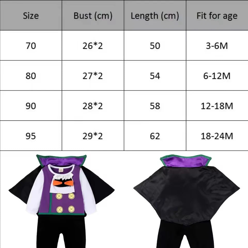 Halloween noir chauve-souris Vampire bébé garçons filles barboteuse infantile combinaison chauve-souris à manches longues body pour nouveau-né vêtements Costumes ensemble