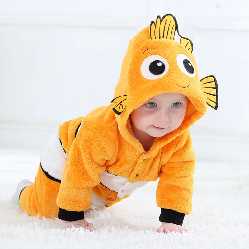 Nemo infantile bébé barboteuses vêtements garçons filles dessin animé pyjamas Cosplay Costume bébé Onesie vêtements nouveau-né à capuche mignon