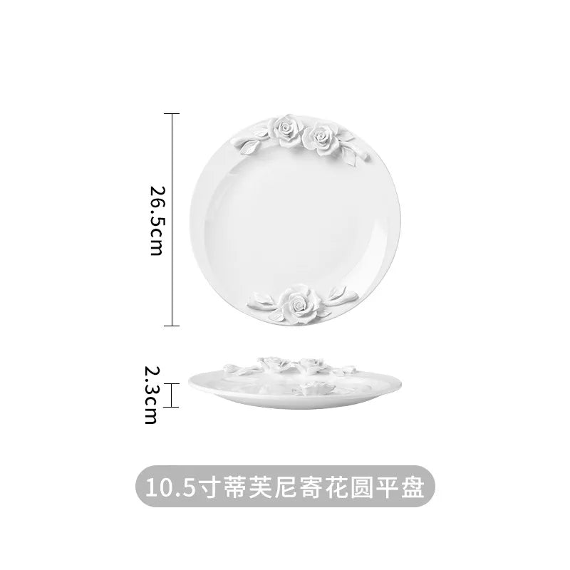 Bol à fleurs, assiette, tasse et vaisselle à main en Relief européen, ensemble pour le thé de l'après-midi à la maison, assiette d'exposition en céramique exquise