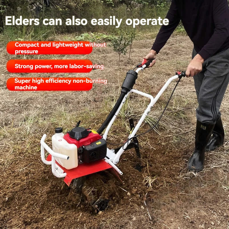 Micro motoculteur, petit motoculteur rotatif agricole à essence, machine de travail du ménage, machine de désherbage, machine de tranchée, labour