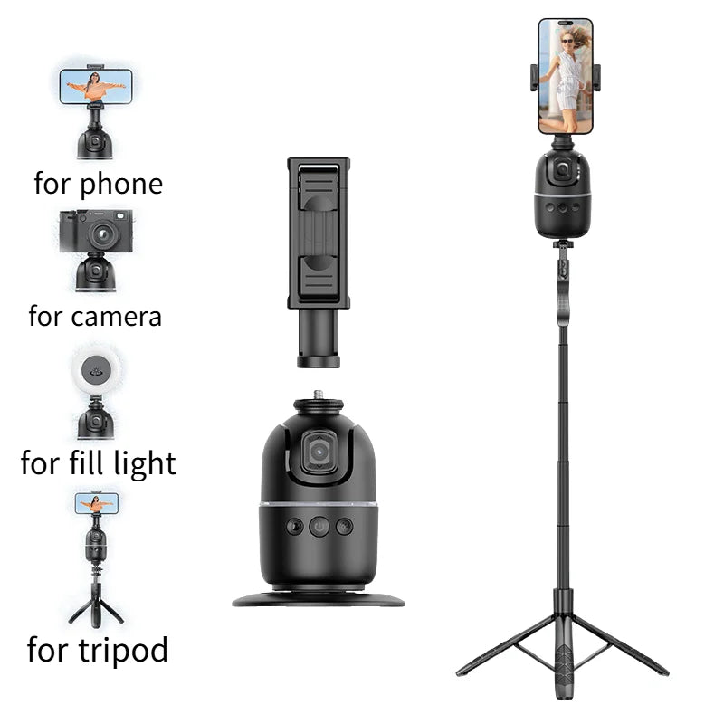 Bâton de Selfie à cardan intelligent AI, suivi automatique du visage, Rotation du cardan portable pour Smartphone, caméra, trépied vidéo, stabilisateur avec LED