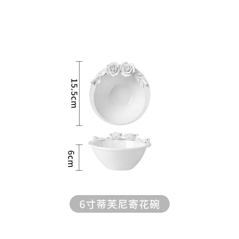 Bol à fleurs, assiette, tasse et vaisselle à main en Relief européen, ensemble pour le thé de l'après-midi à la maison, assiette d'exposition en céramique exquise