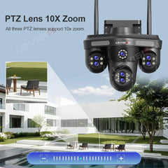 LS VISION 35MP quatre écrans WiFi caméra de sécurité extérieure sept objectifs trois PTZ 10X Zoom optique caméras suivi automatique caméra de vidéosurveillance