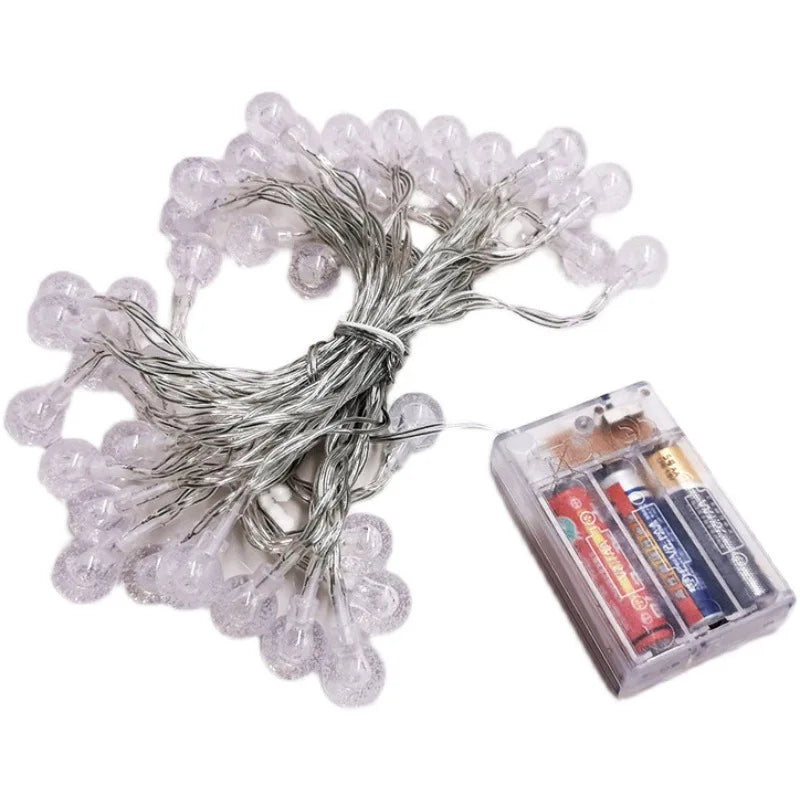Guirxiété lumineuse boule de cristal LED, décoration d'intérieur, lampe de vacances de Noël, lumières dégradées, à piles, 1.5-10m, 10, 20, 40/80