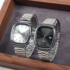 Célèbre marque hommes montre bracelet en acier couleur argent calendrier montres à Quartz de luxe femmes cadeau montre-bracelet livraison directe horloge