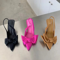 Femmes chaussures 2024 printemps nouveau papillon noeud femmes Slingbacks talons chaussures robe Sexy talon mince bout pointu dames talons hauts femmes