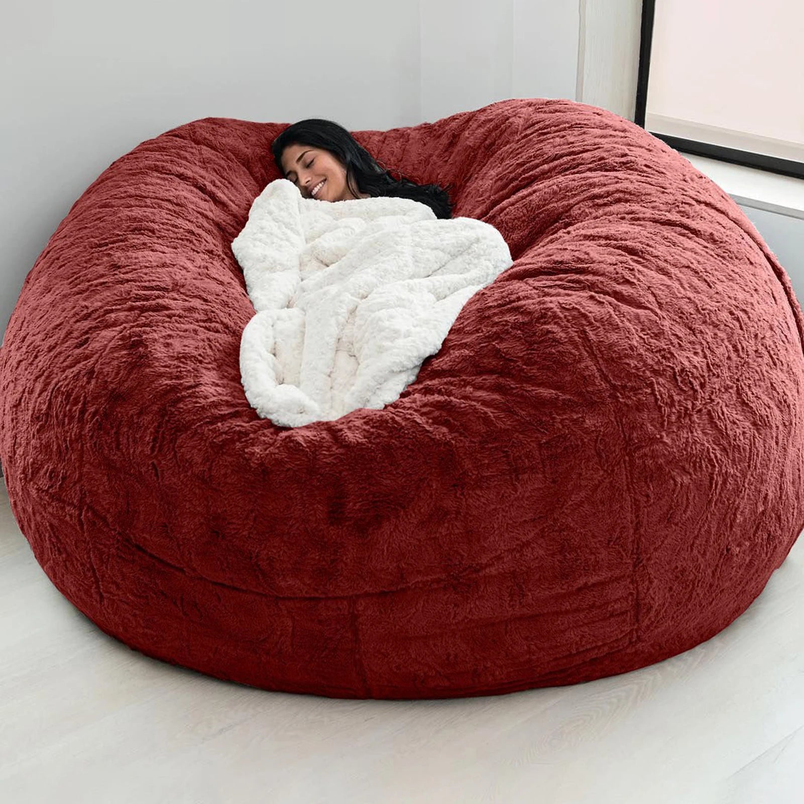 Pas de peluche gris pouf chaise géante pouf Pouf canapé-lit bouffée Futon chambre siège Tatami Relax salon meubles seulement sac étui