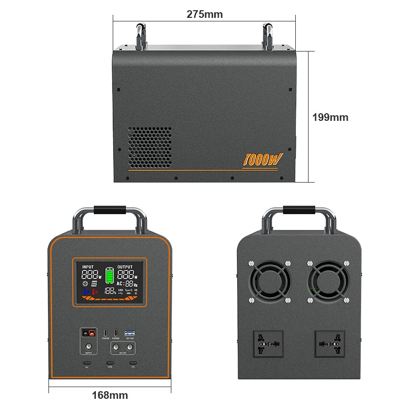 VeFePO4-Centrale électrique portable, Alimentation mobile, Sir Aors solaires, Stockage de batterie pour le camping, 2600W, 2048WH, 1800W, 1024WH