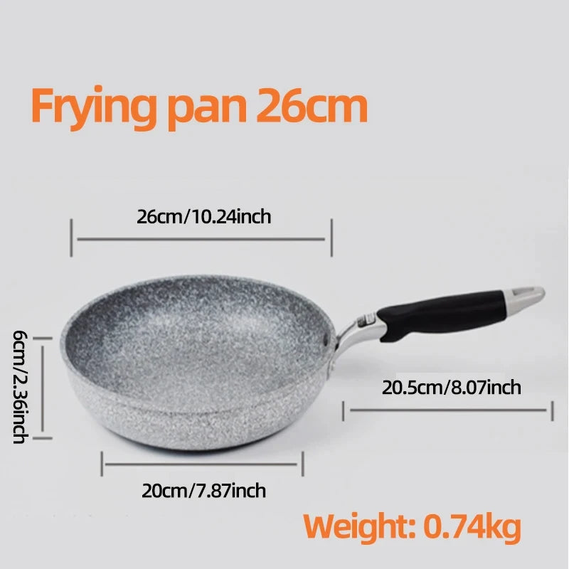 Poêle à frire antiarina en pierre durable, wok, poêle, chaudron, cuiseur à induction, casseroles, pansement, œuf, cuisinière à gaz domestique, 28 cm, 26 cm, 24 cm, 20cm